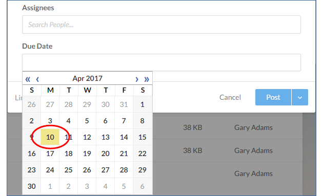 Select the due date from the calendar box.