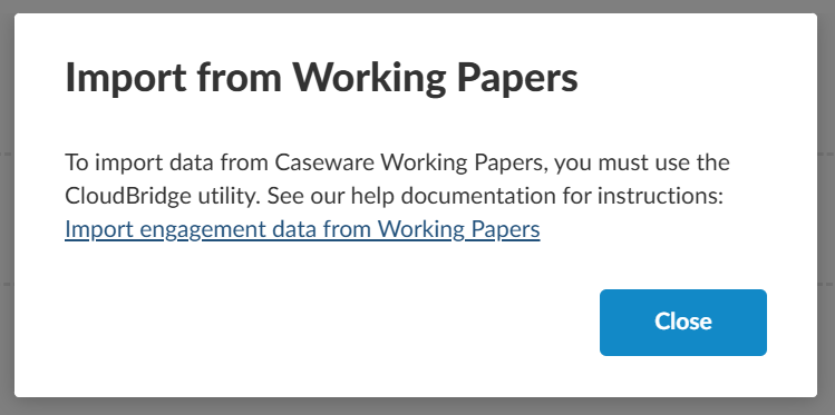 Het dialoogvenster Importeren uit werkdocumenten.