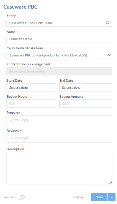 Preferences for the new engagement.