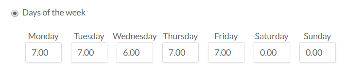 Use the Days of the Week option in Standard Hours if the workday length differs