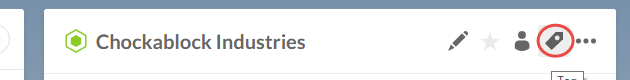 Select the Tag icon on an entity or file to manage its tags