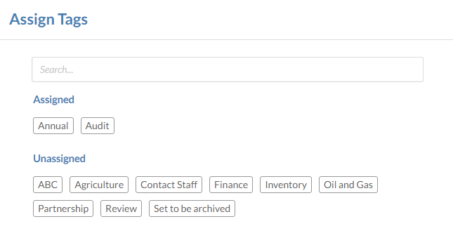 The Assign Tags dialog