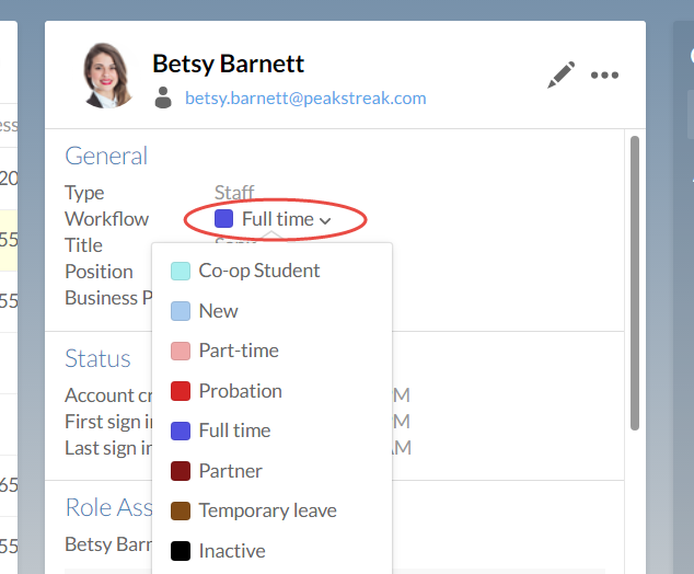 Set a user's workflow from their profile