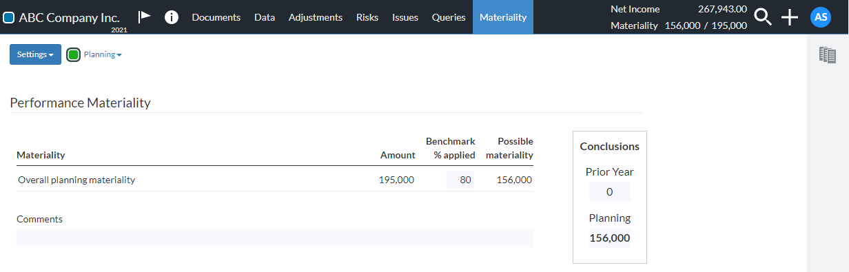 Performance Materiality.