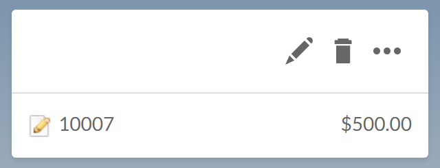 The Edit and Delete icons displayed after the selection of an invoice.