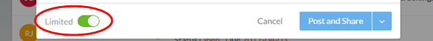Select the Limited toggle to make the activity private. The toggle turns green to indicate that access to this activity will be limited.