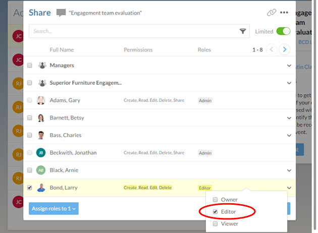 You can grant access to this private activity to multiple users, and you can grant different roles to each user.