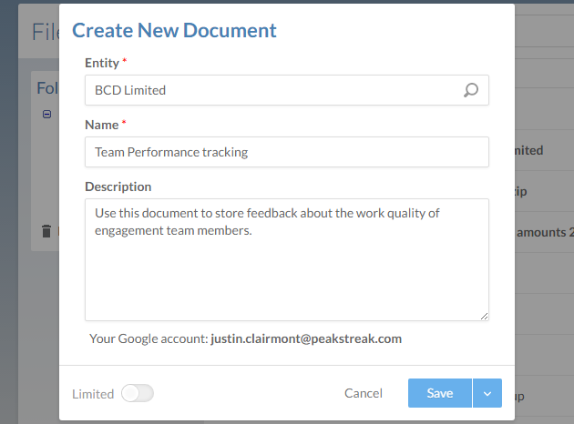 Enter all of the information about the new file in this dialog.