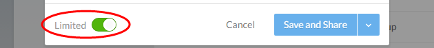 Select the Limited toggle to make the file private. The toggle turns green to indicate that access to this file will be limited.