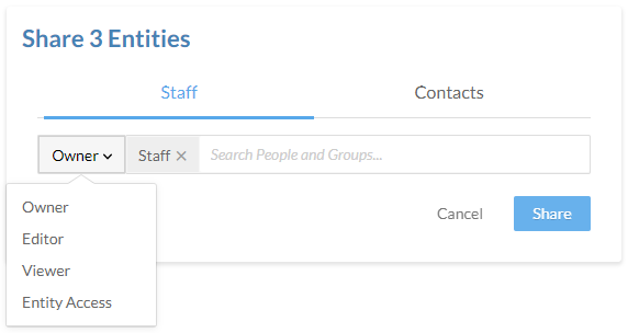 Assigning roles using the drop-down menu.