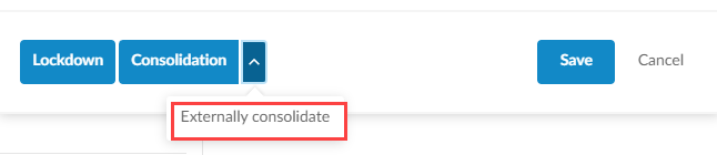 The Externally consolidate option in the Engagement properties popover.