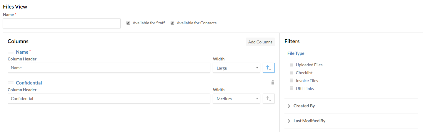 A new Files view on the Views Management page.