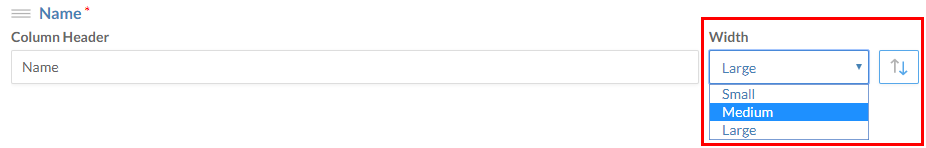 The Width drop-down menu