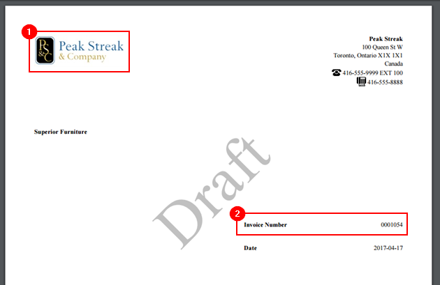 Invoice template that may be edited