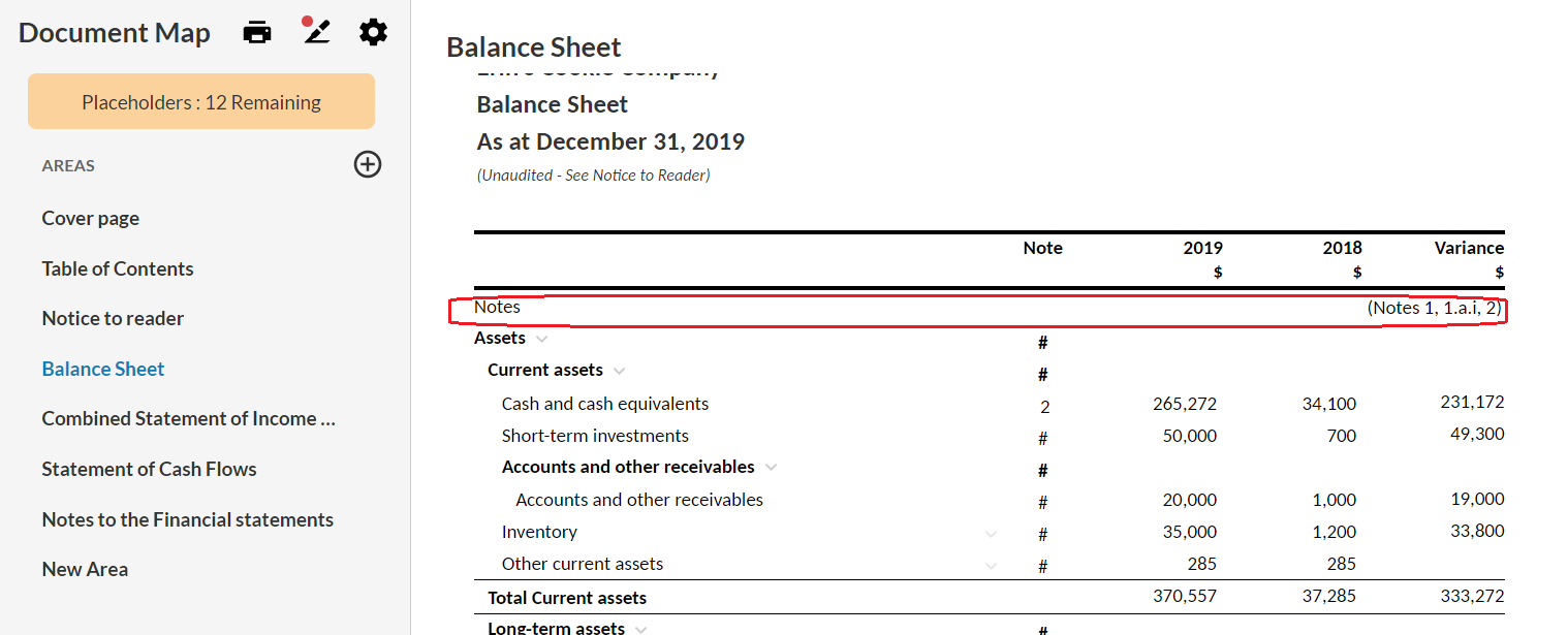 The note reference displays in the document.