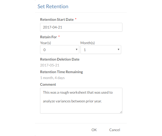 Set File Retention Dialog