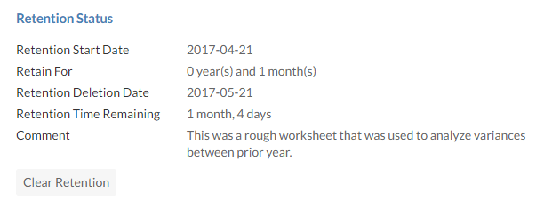 File Retention Status