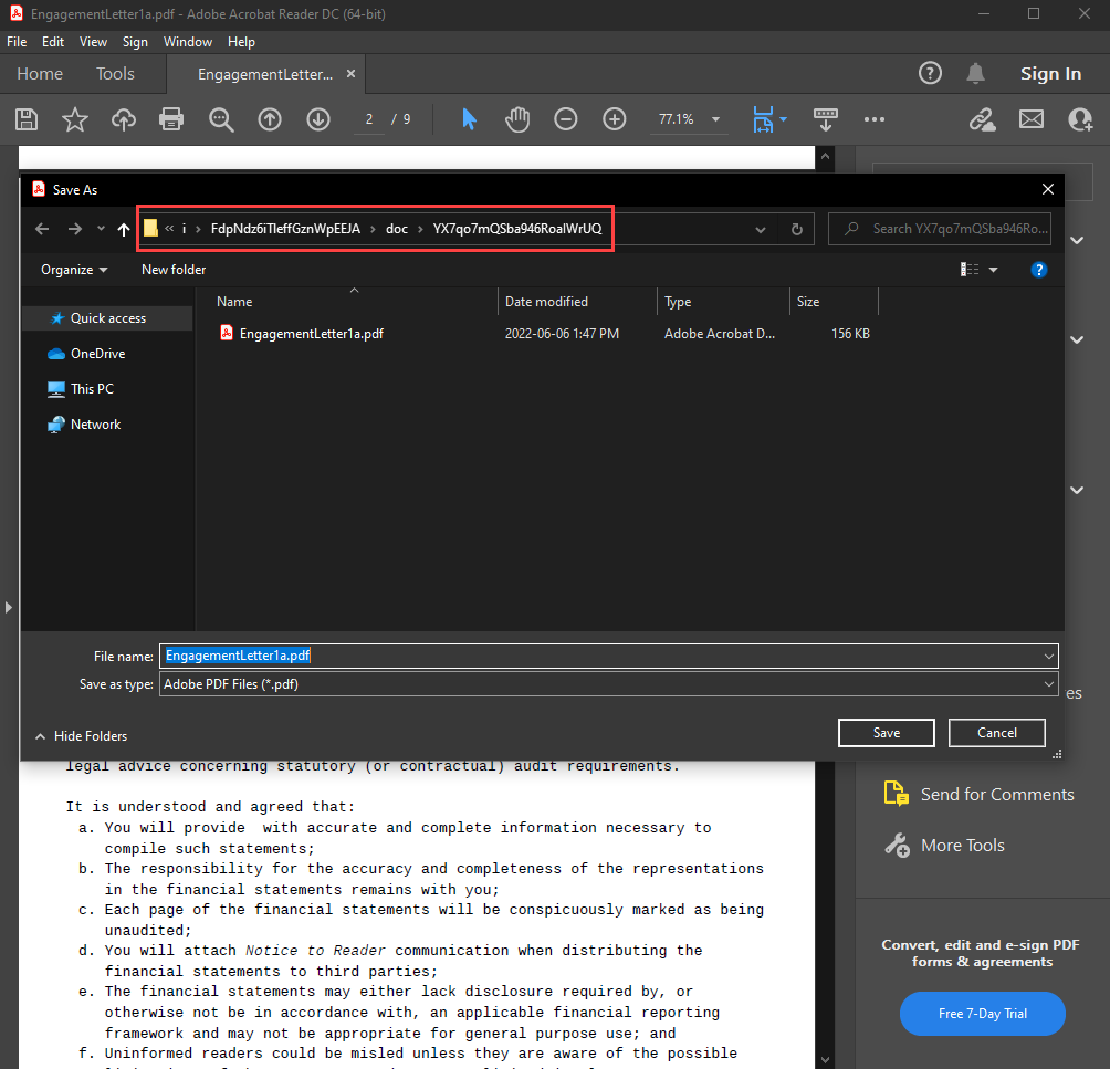 The Save As dialog in Adobe Acrobat.