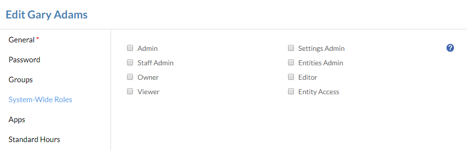 Edit staff roles -  system wide roles