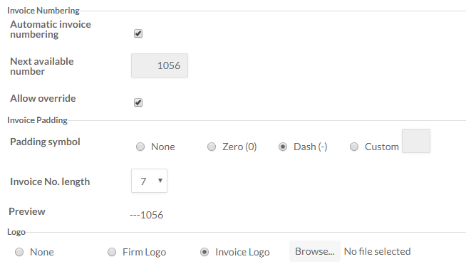 Paramètres de la facture par défaut