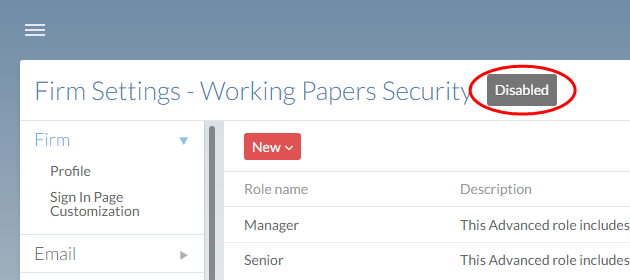 Select the Disabled button near the top of the page.